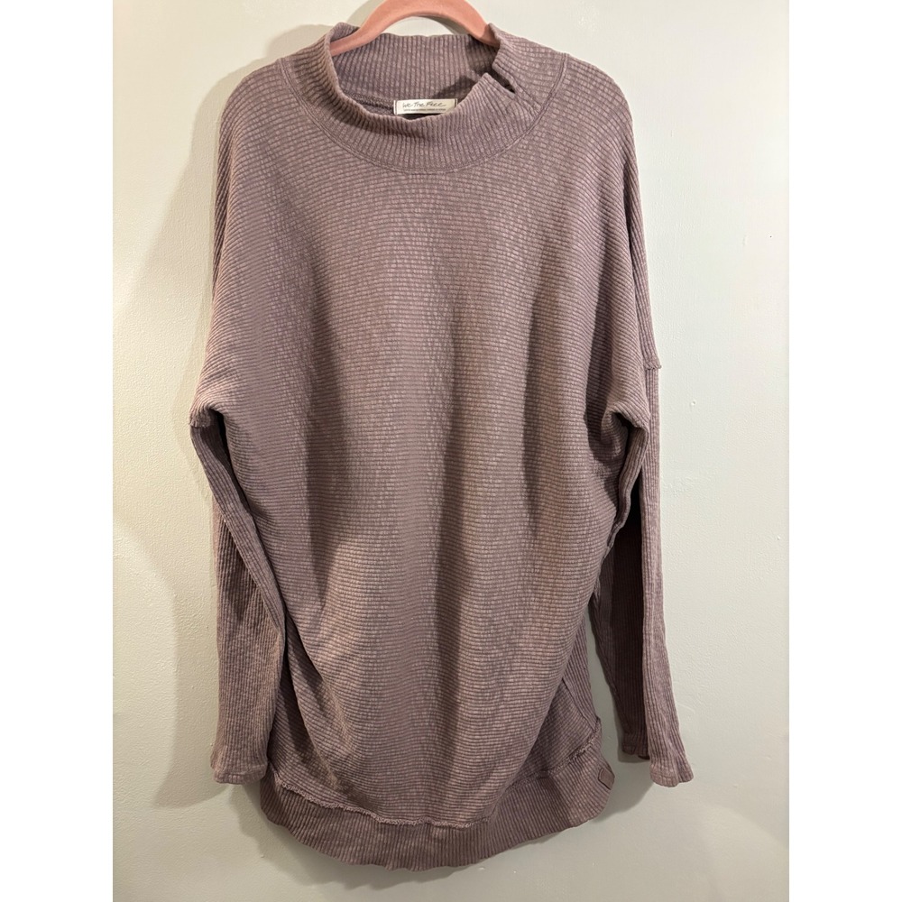 We The Free People Brown Ribbed Oversized long Sleeve Top L Slouchy